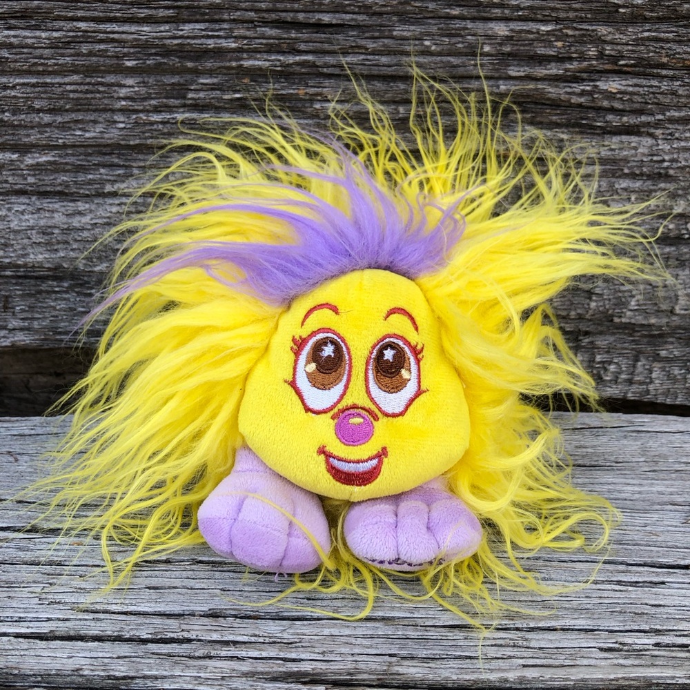 Shnooks soft Plush toy Yengo yellow & purple fluffy hair plushie Zuru stuffed💜💛